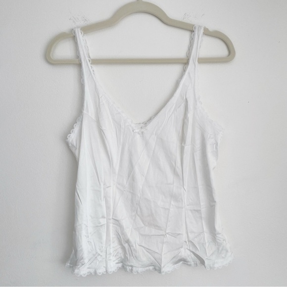 Vintage y2k satin slip tank cami Warner’s White Lace feminine coquette dainty S - Picture 2 of 8